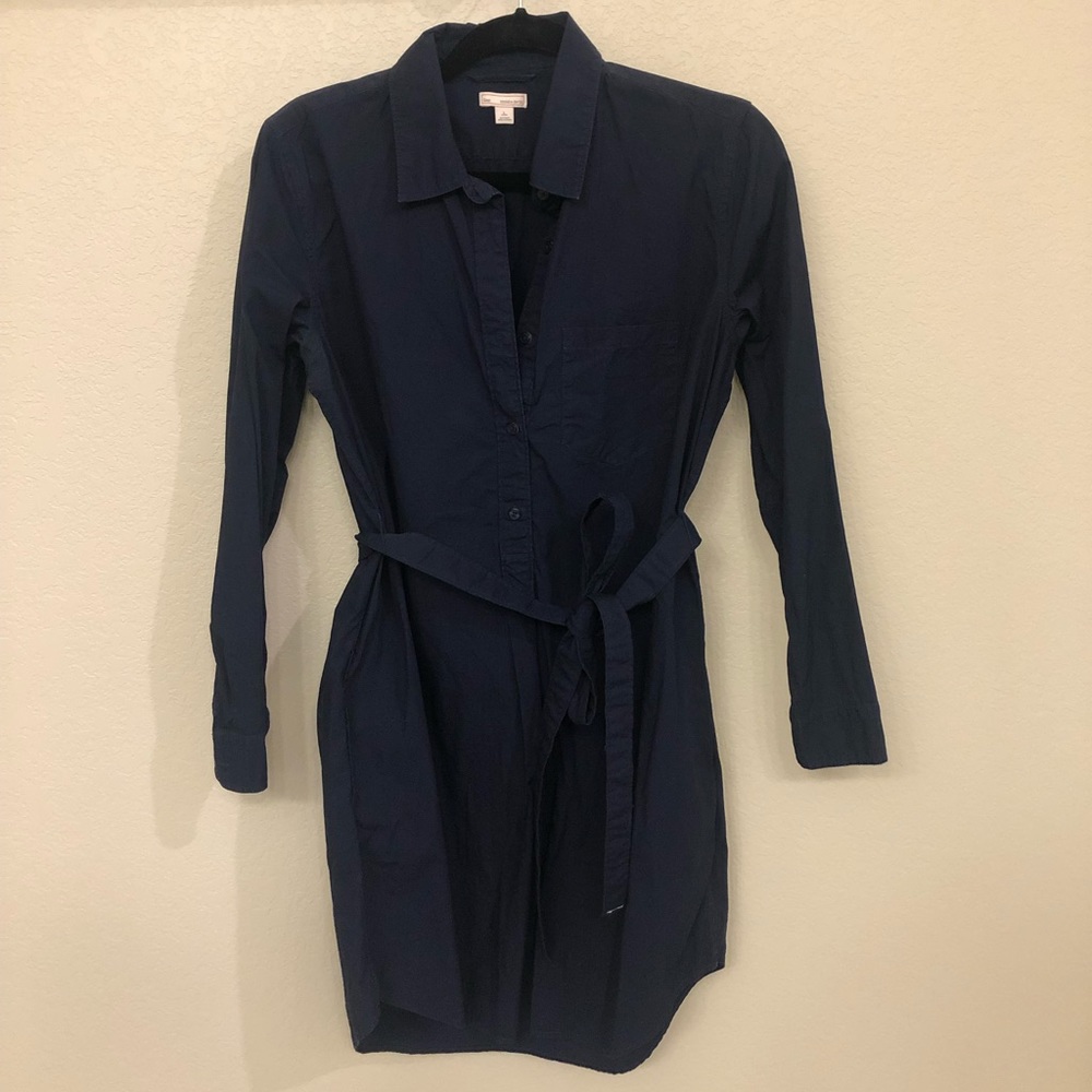 Gap, Navy Blue Shirt Dress, Large
